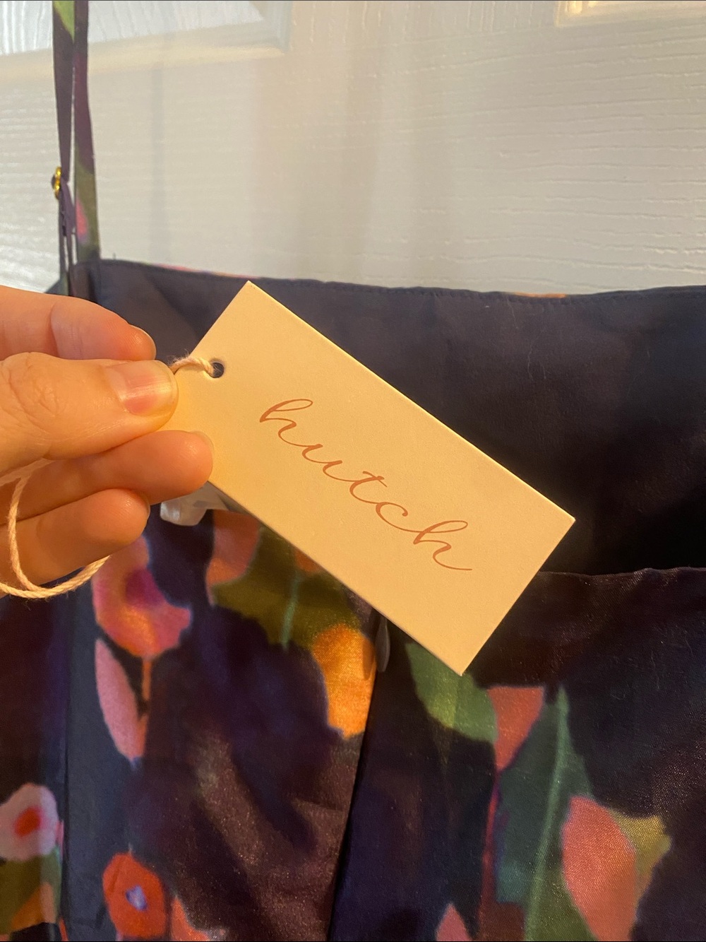 Hutch Navy Floral Spaghetti Strap Gown with Drop Waist and Chiffon Skirt NWT 10 - Picture 7 of 7
